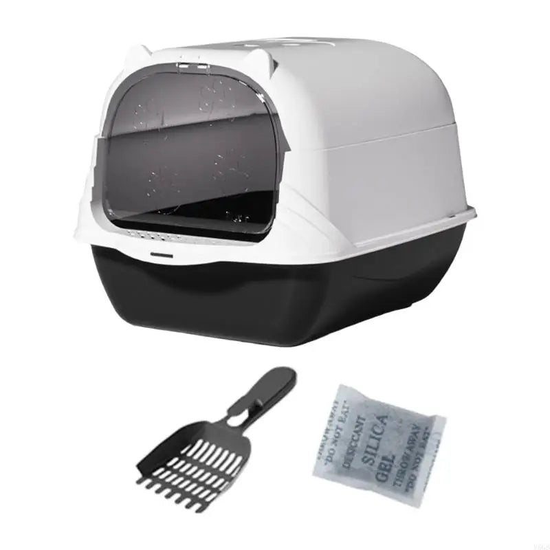 Large Enclosed Cats Litter Box with Odor Blocking Filter and Detachable Lid Litter Shovel for Simple Maintenance Y5GB