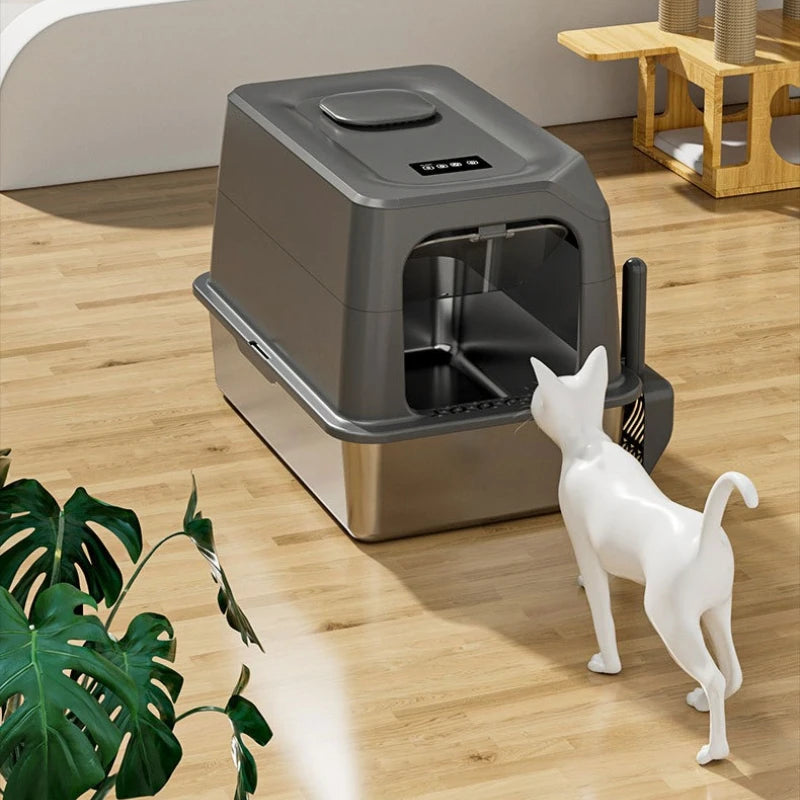 Automatic Self Cleaning Cat Litter Box Large Covered Deodorizing Cat Toilet Quiet Auto Scoop Easy Clean Cat Sandbox Cat Box