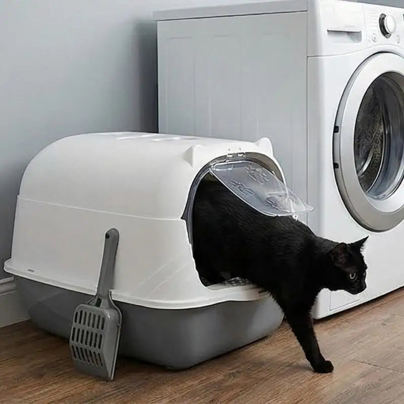Large Enclosed Cats Litter Box with Odor Blocking Filter and Detachable Lid Litter Shovel for Simple Maintenance Y5GB
