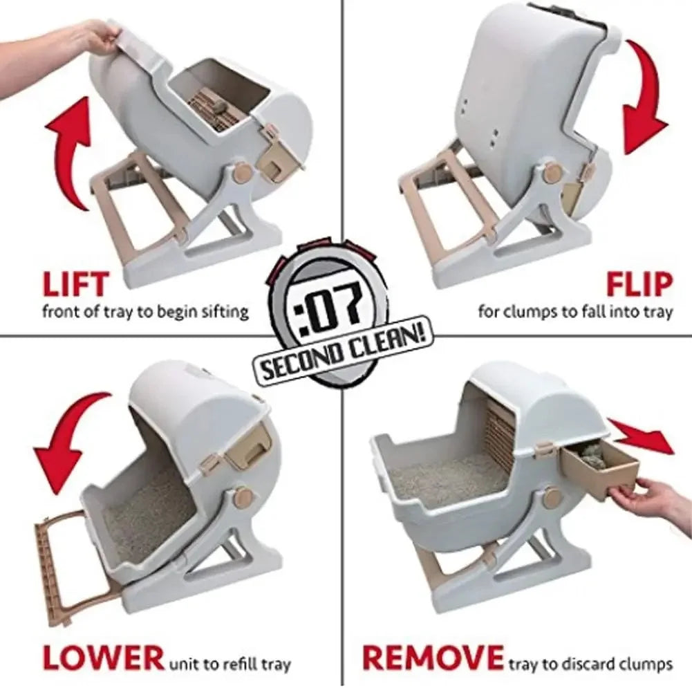 Cat Litter Box Sandbox Tray Filler For Cats Toilet Self-Cleaning Dustbin With Absorbent Crystal Garbage Sanitation