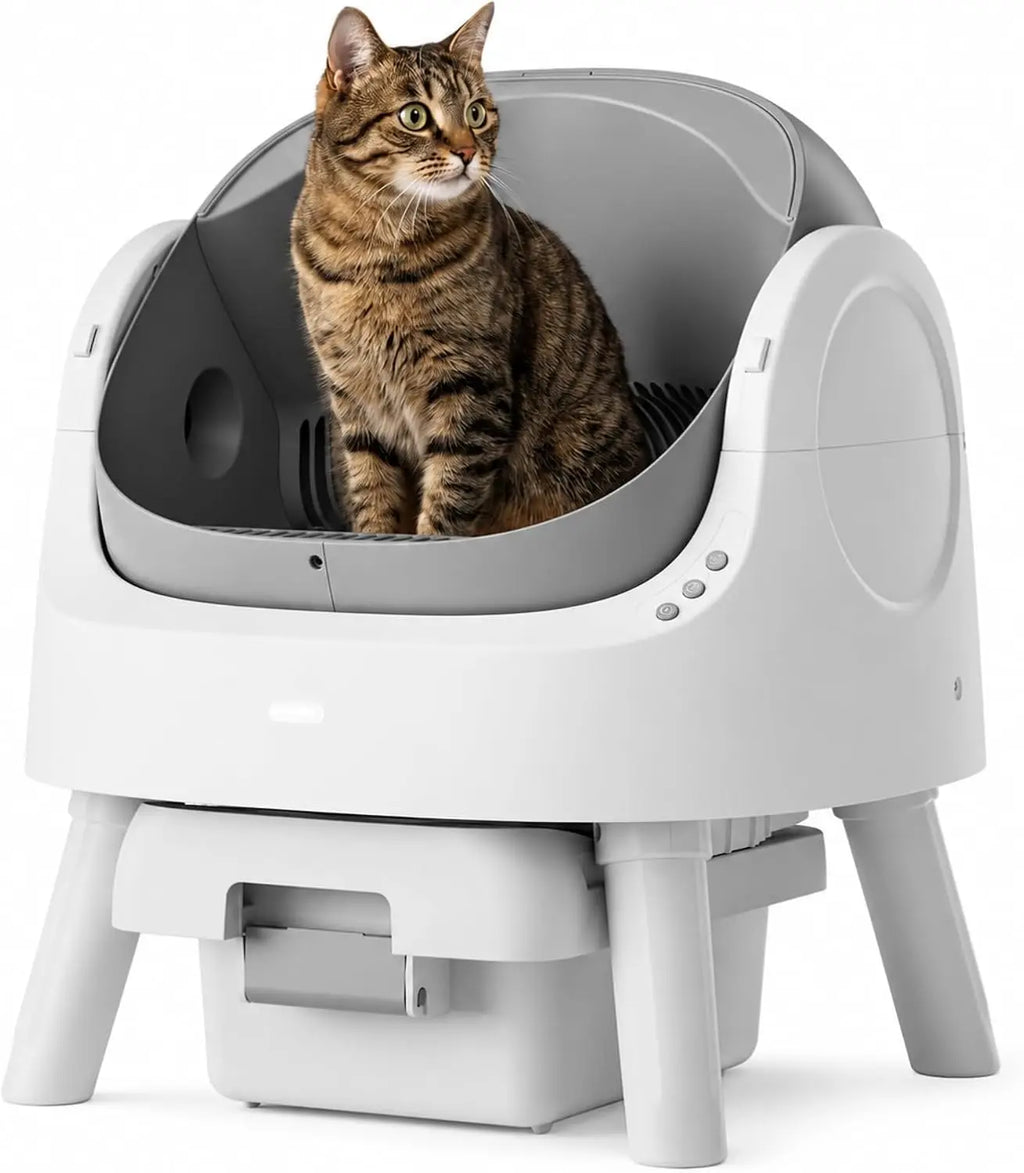 Self-Cleaning Automatic Litter Box with Open Top Design, Spacious and Stress-Free for Cats, 10L Large Waste Bin and