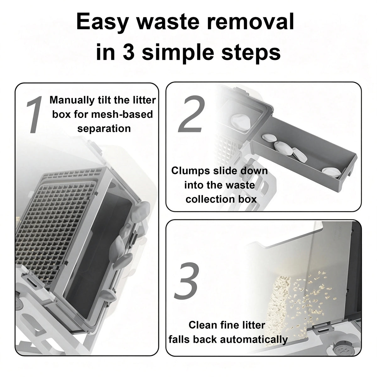 Semi-Automatic Cat Litter Box, 3-Second Quick Clean Flip & Pull Litter Box with Sieve Tray