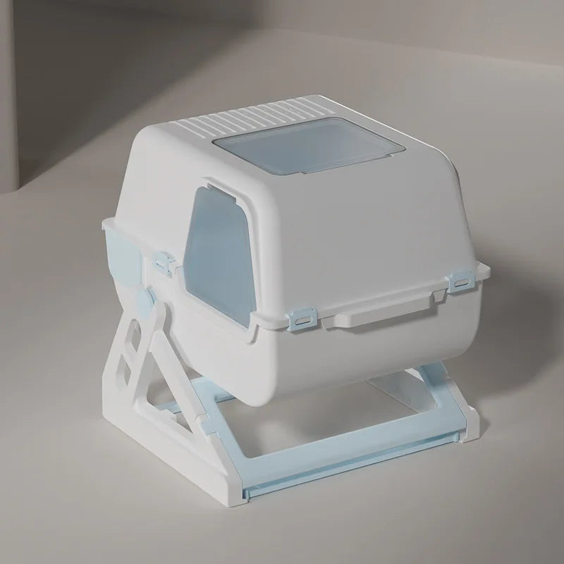 Semi-Automatic Cat Litter Box, 3-Second Quick Clean Flip & Pull Litter Box with Sieve Tray