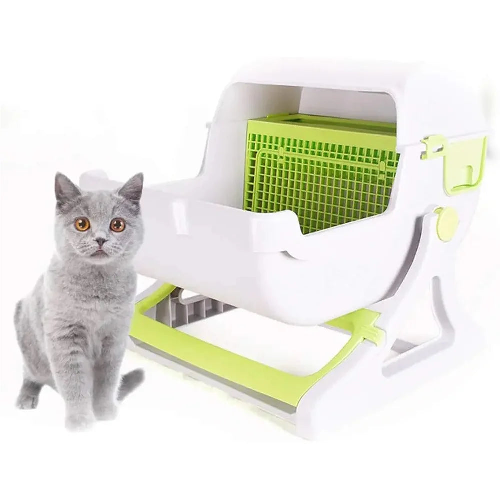 Cat Litter Box Sandbox Tray Filler For Cats Toilet Self-Cleaning Dustbin With Absorbent Crystal Garbage Sanitation