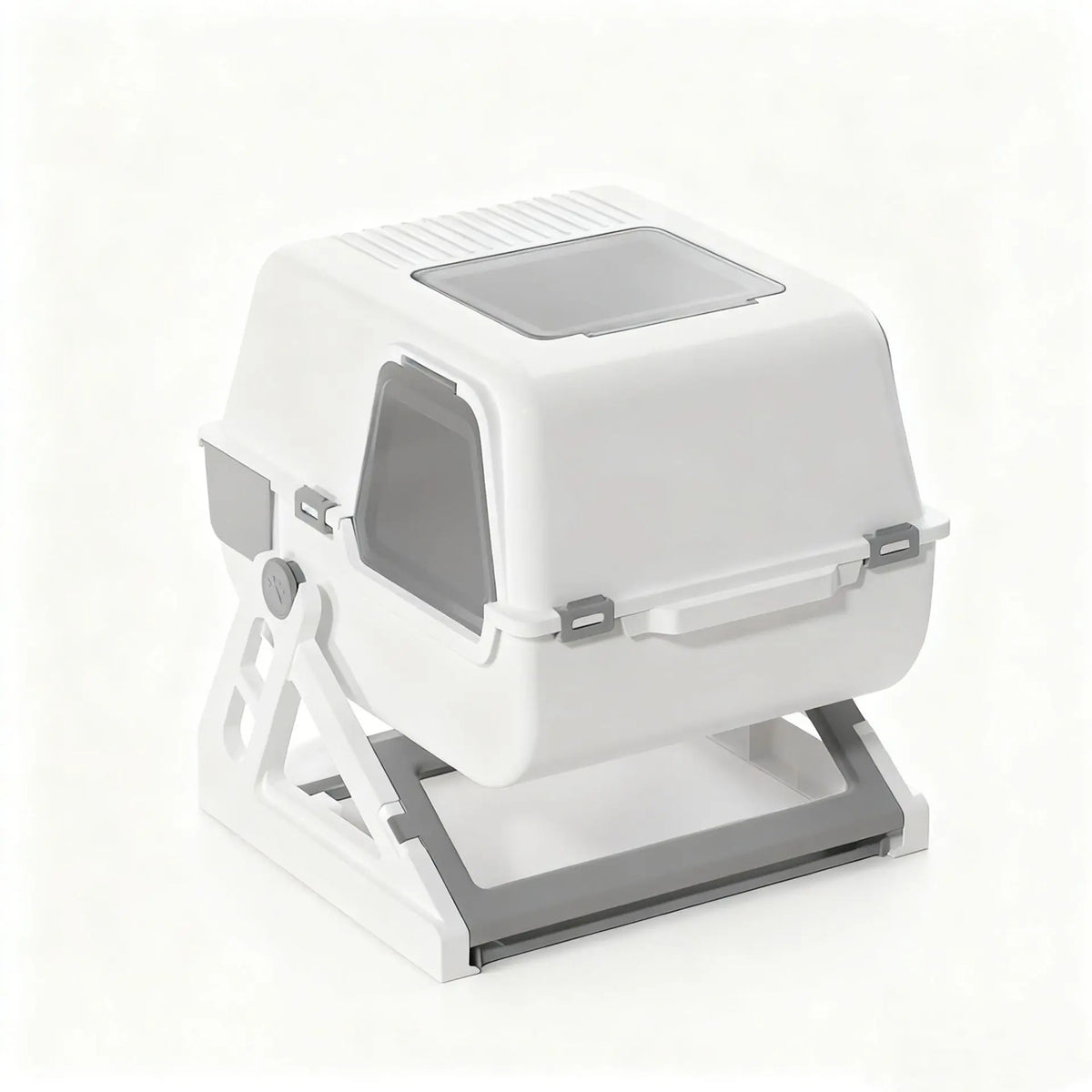 Semi-Automatic Cat Litter Box, 3-Second Quick Clean Flip & Pull Litter Box with Sieve Tray